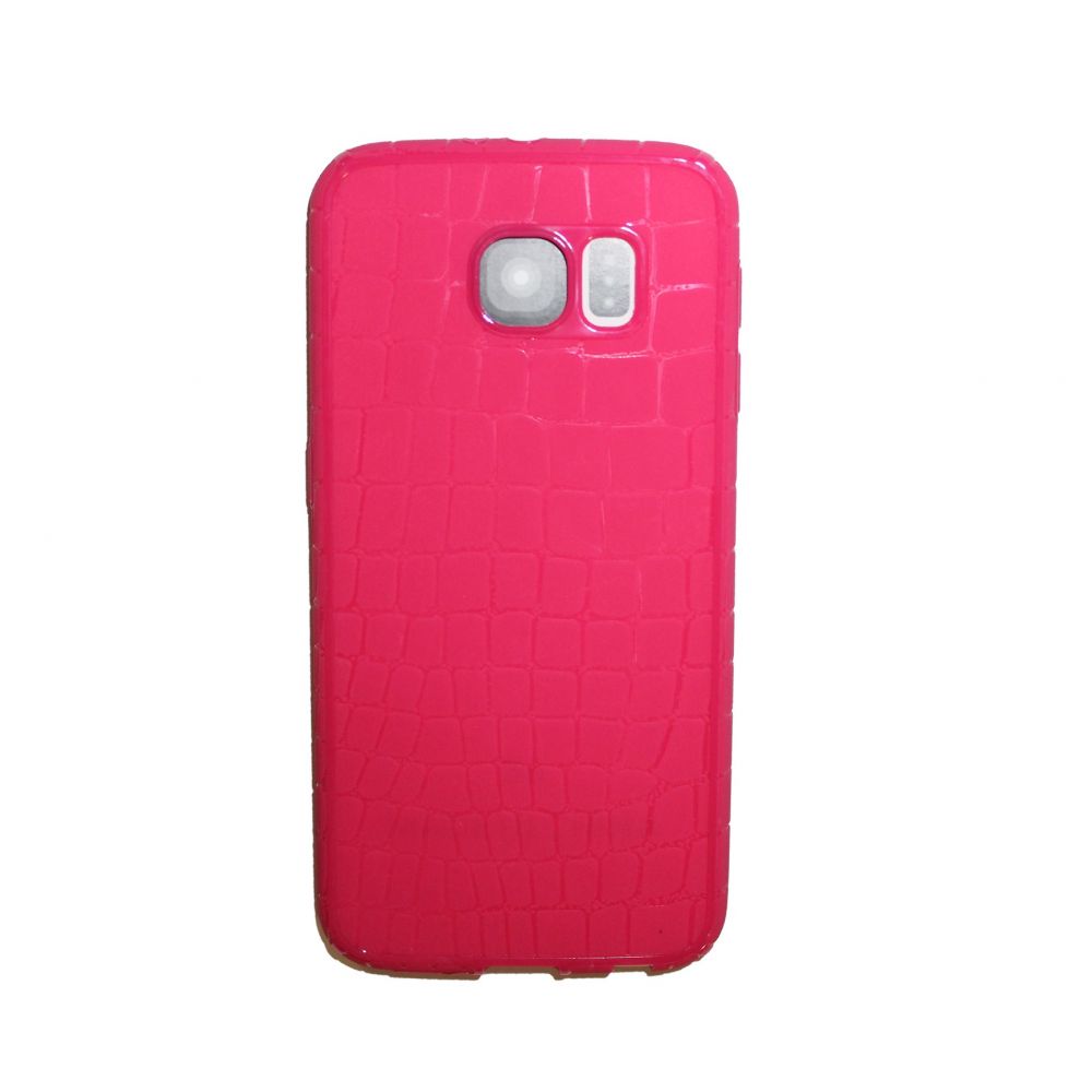 OEM Protector for Samsung S6 Edge, With imitatio of snakeskin (Croco), Silicone, Pink - 51357 